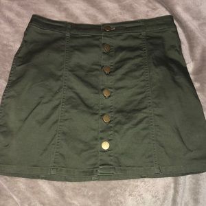 Green mini skirt